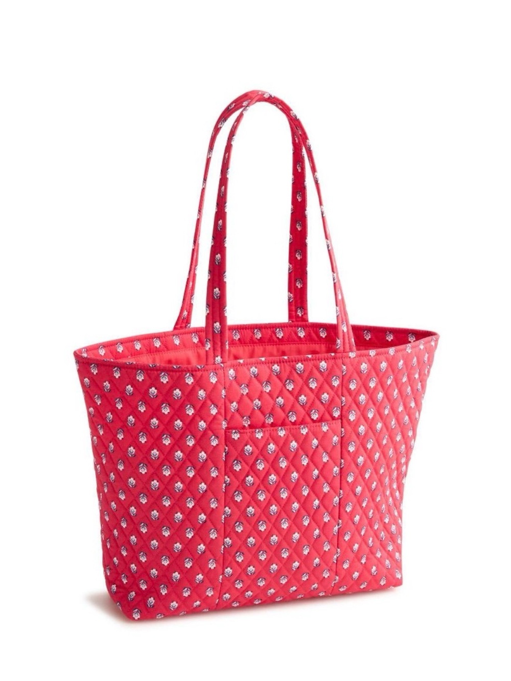 Vera Bradley Quilted Red Tote with Mini Floral Print